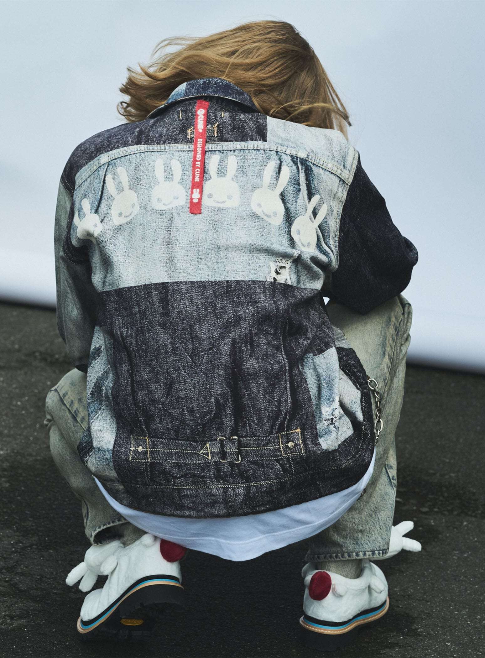 Mosaic Denim Print Twill Coach Jacket