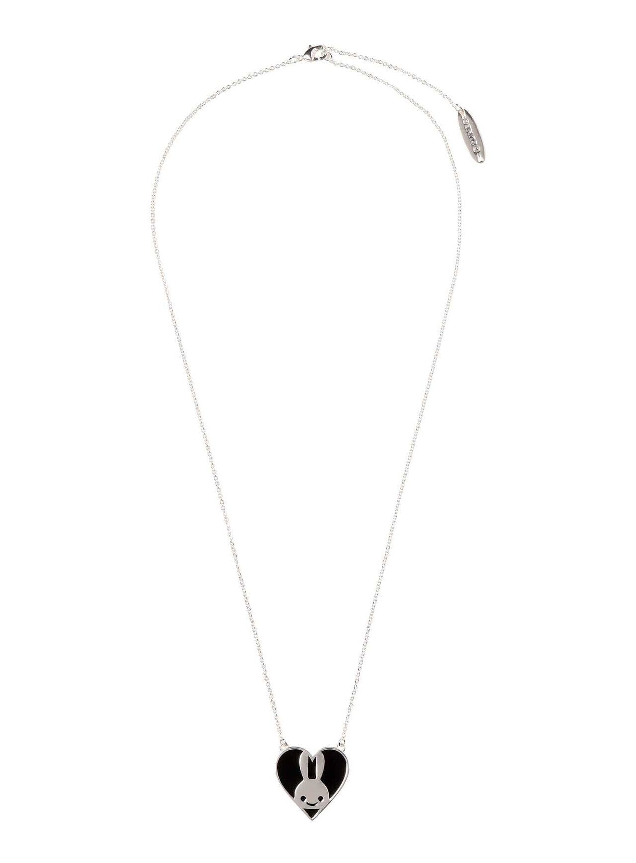 Heart Bunny Necklace,BLACK, large image number 1