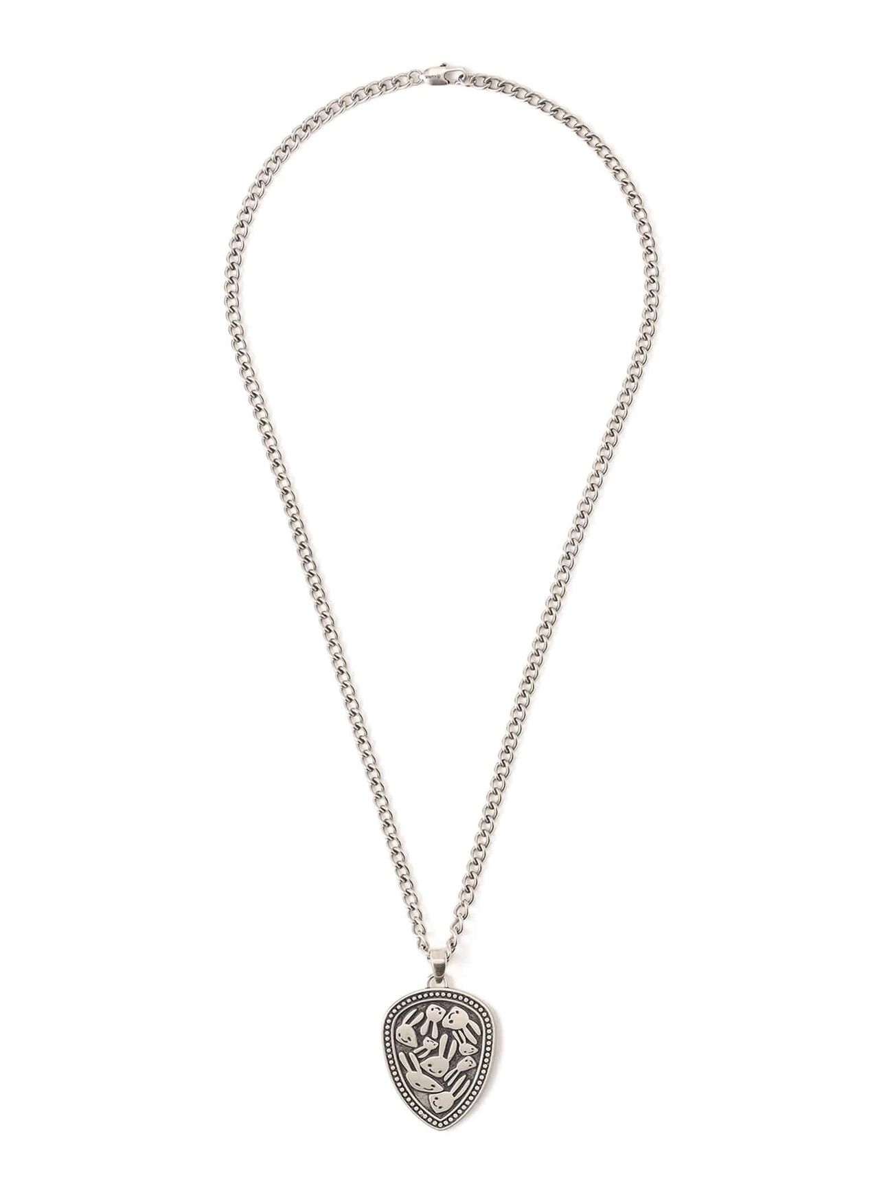 Wobbly Bunny Shield Necklace,SILVER, large image number 1