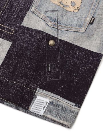 Mosaic Denim Print Twill Coach Jacket,, small image number 4