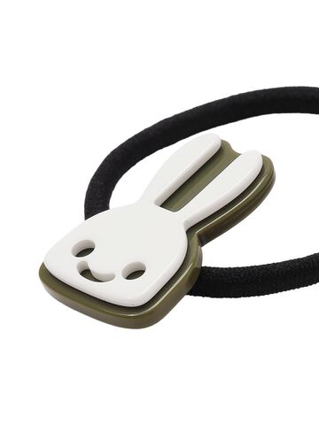 One Bunny Hair Tie,OLIVE, small image number 2