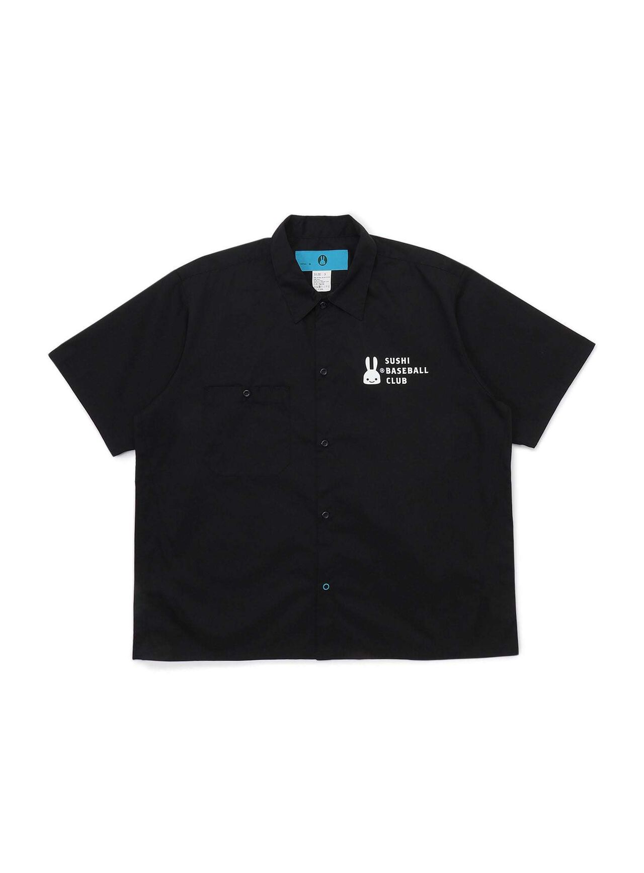 Short Sleeve Work Shirt Sushi Baseball Club,BLACK, large image number 0