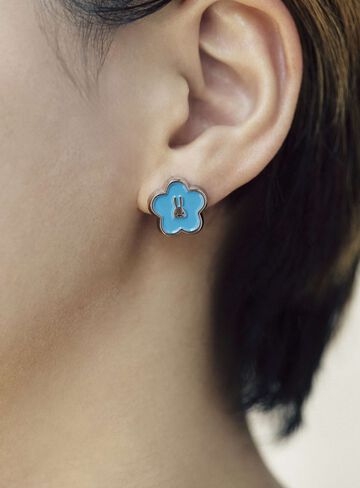 Flower and Rabbit Earrings (Set of 2),BLACK, small image number 6