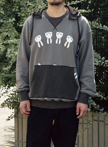 Layered Hoodie,C.GRAY, small image number 8